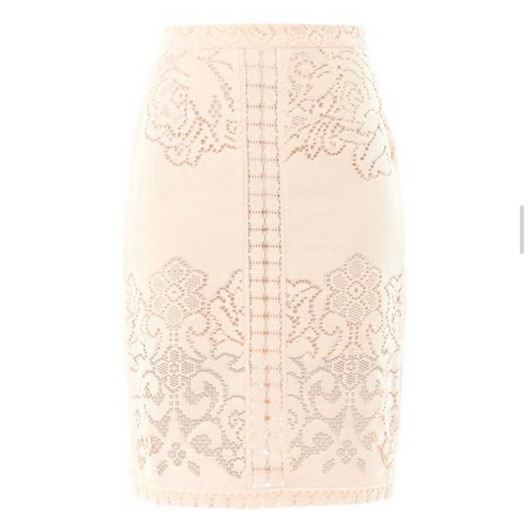 Sea NY Lace Eyelet Pencil Skirt Size 2 Wedding bridal Dainty Victorian Coquette - Picture 1 of 9